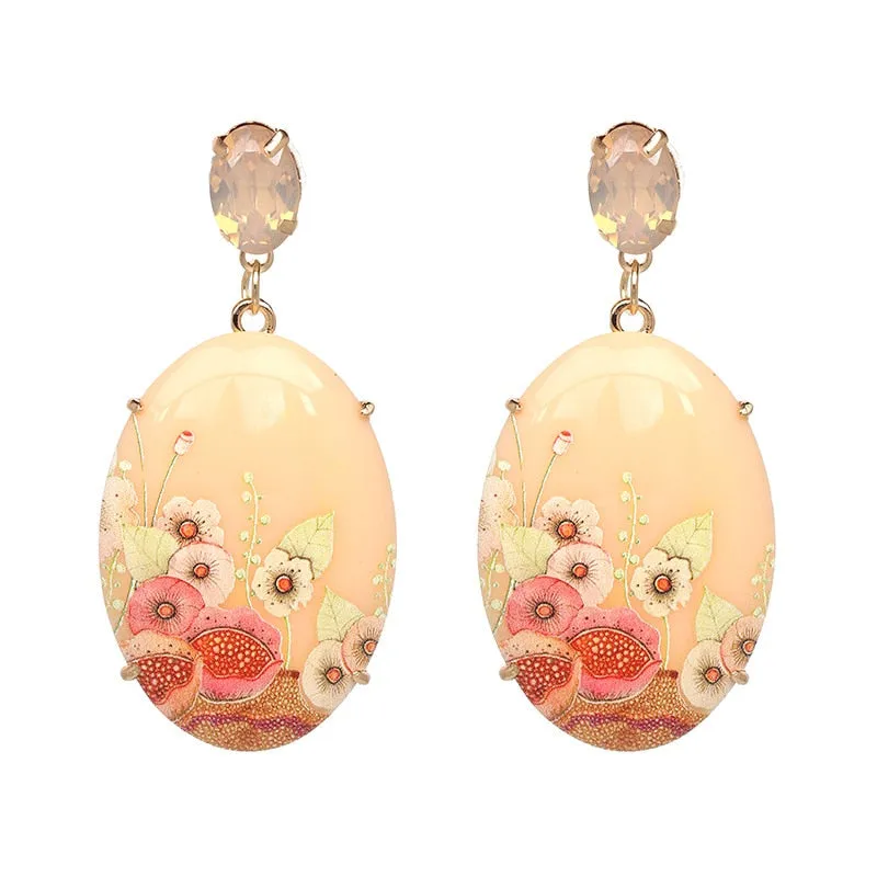 Années 40 Boucles d'oreilles Fleur Orientale