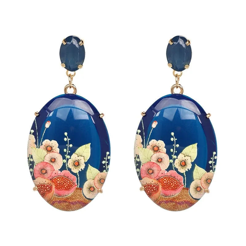 Années 40 Boucles d'oreilles Fleur Orientale