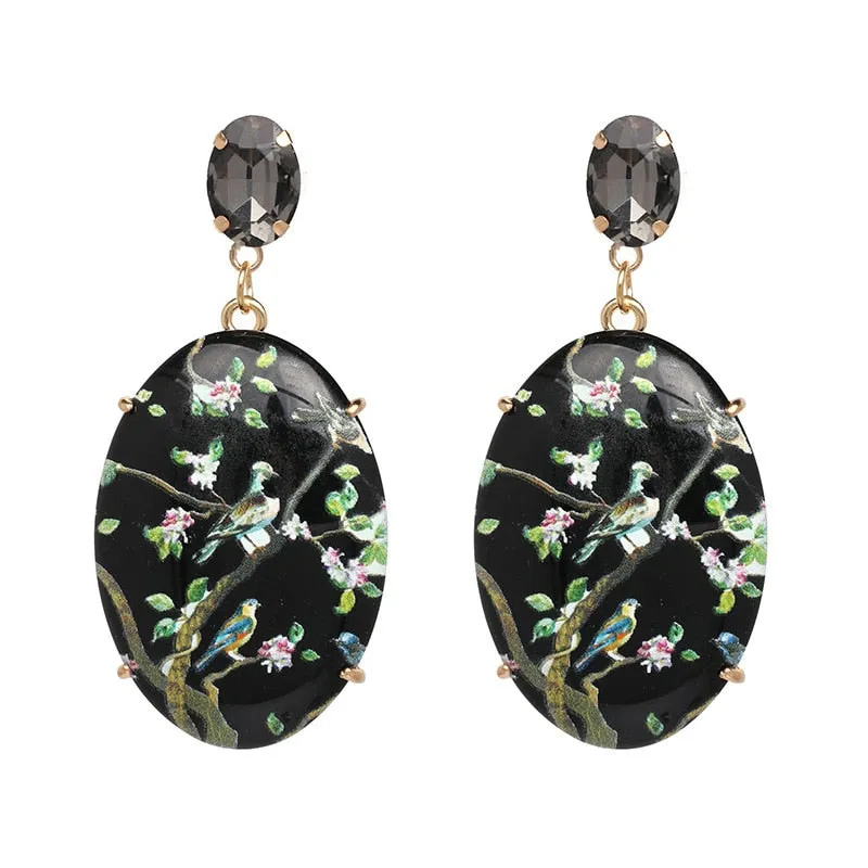 Années 40 Boucles d'oreilles Fleur Orientale