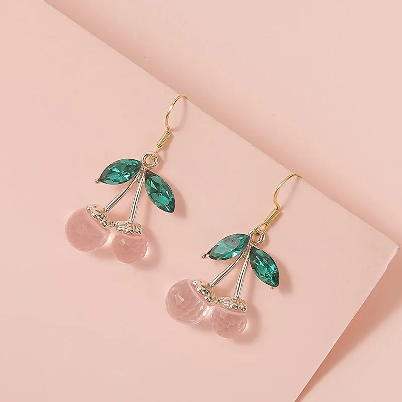 Années 80 Boucles d'oreilles Cerise Cristal