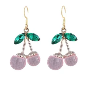 Années 80 Boucles d'oreilles Cerise Cristal