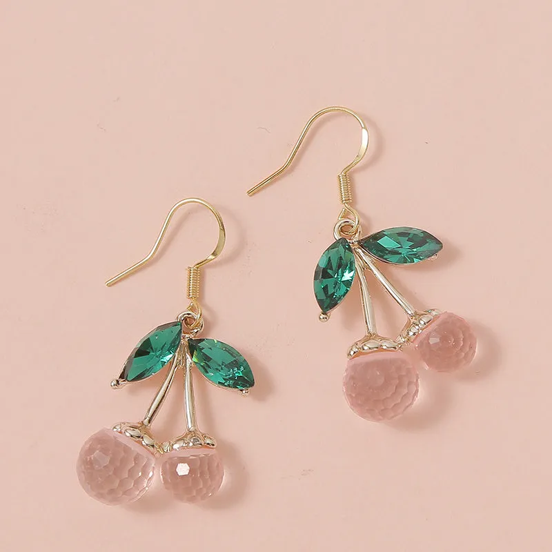 Années 80 Boucles d'oreilles Cerise Cristal