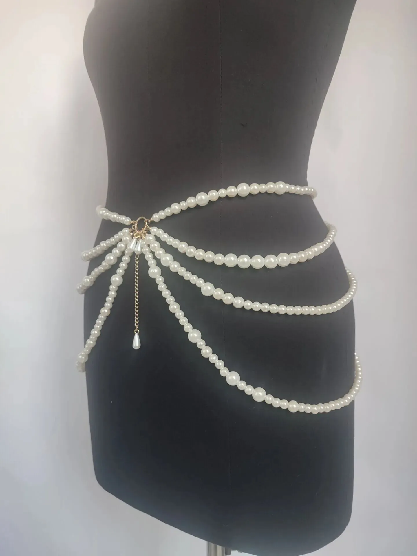 Années 80 Ceinture 4 Rangs de Perles Fantaisie Cambon