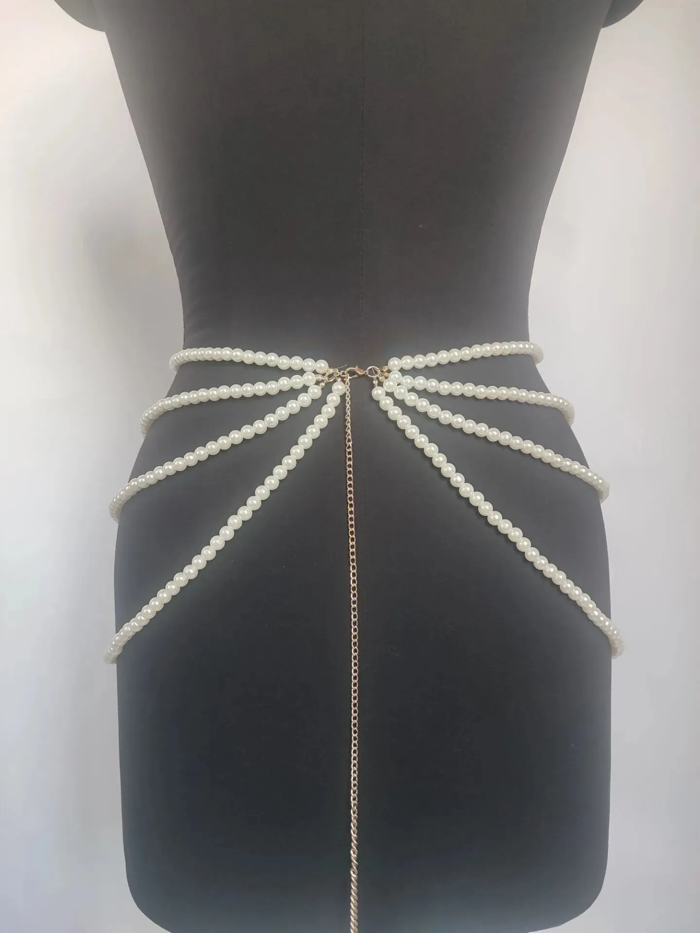 Années 80 Ceinture 4 Rangs de Perles Fantaisie Cambon