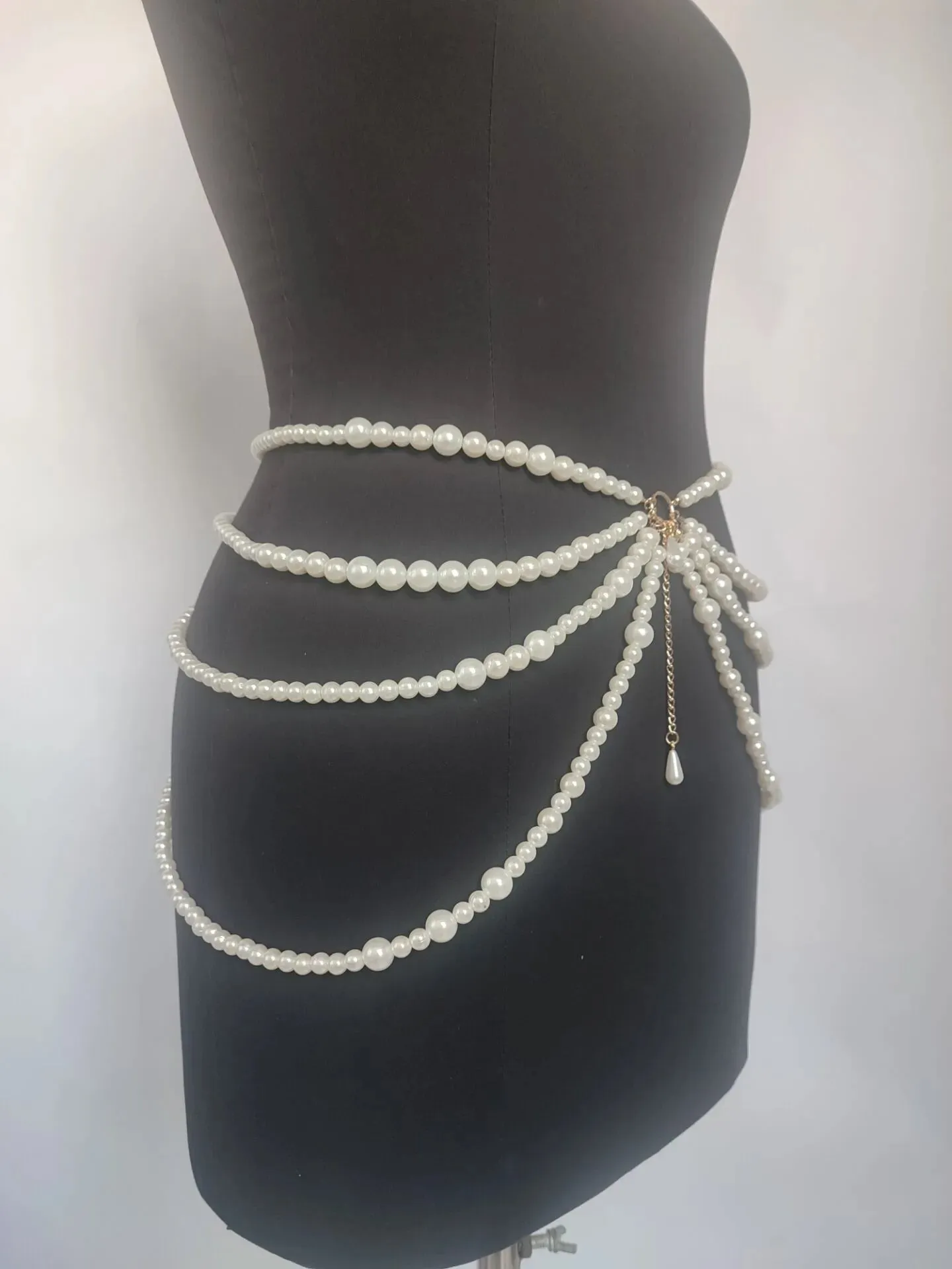 Années 80 Ceinture 4 Rangs de Perles Fantaisie Cambon