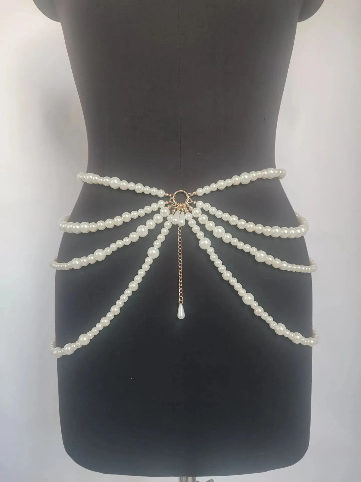 Années 80 Ceinture 4 Rangs de Perles Fantaisie Cambon