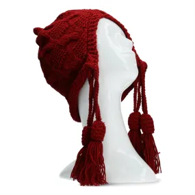 Bonnet ethnique en tricot rouge