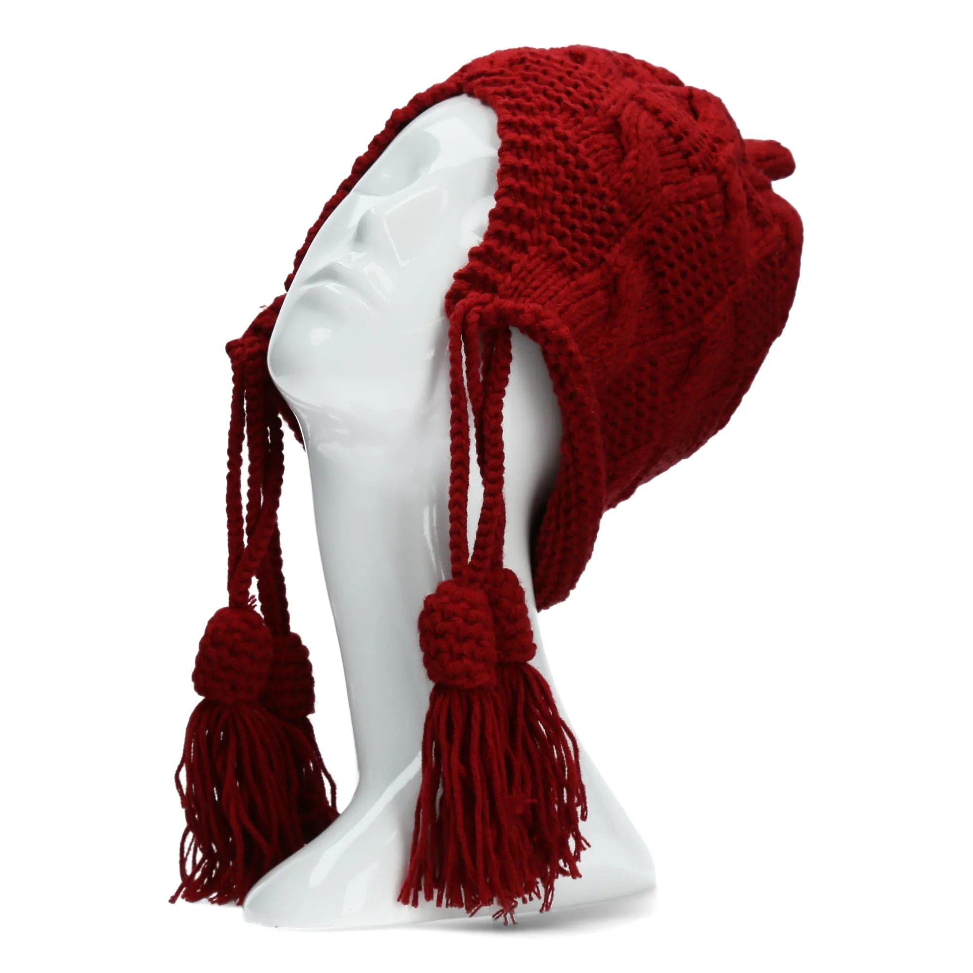 Bonnet ethnique en tricot rouge