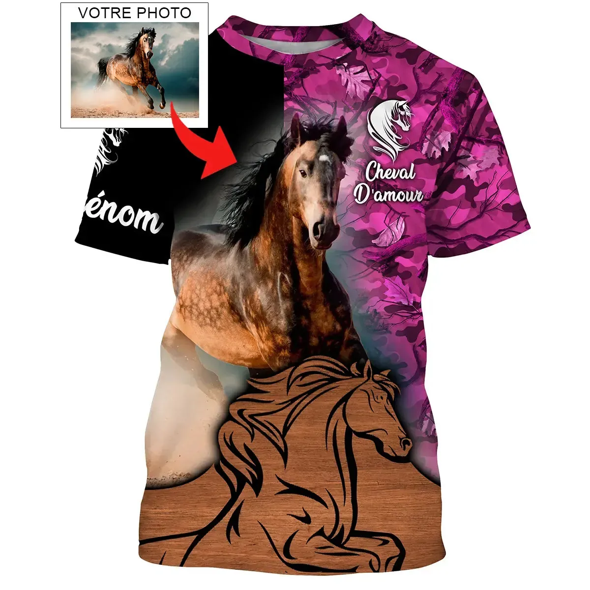 Cadeau Pour Les Amoureux Des Chevaux - Cheval d'Amour - T-shirt 3D Personnalisé Avec Votre Propre Photo - Chiptshirts - CTS07052212