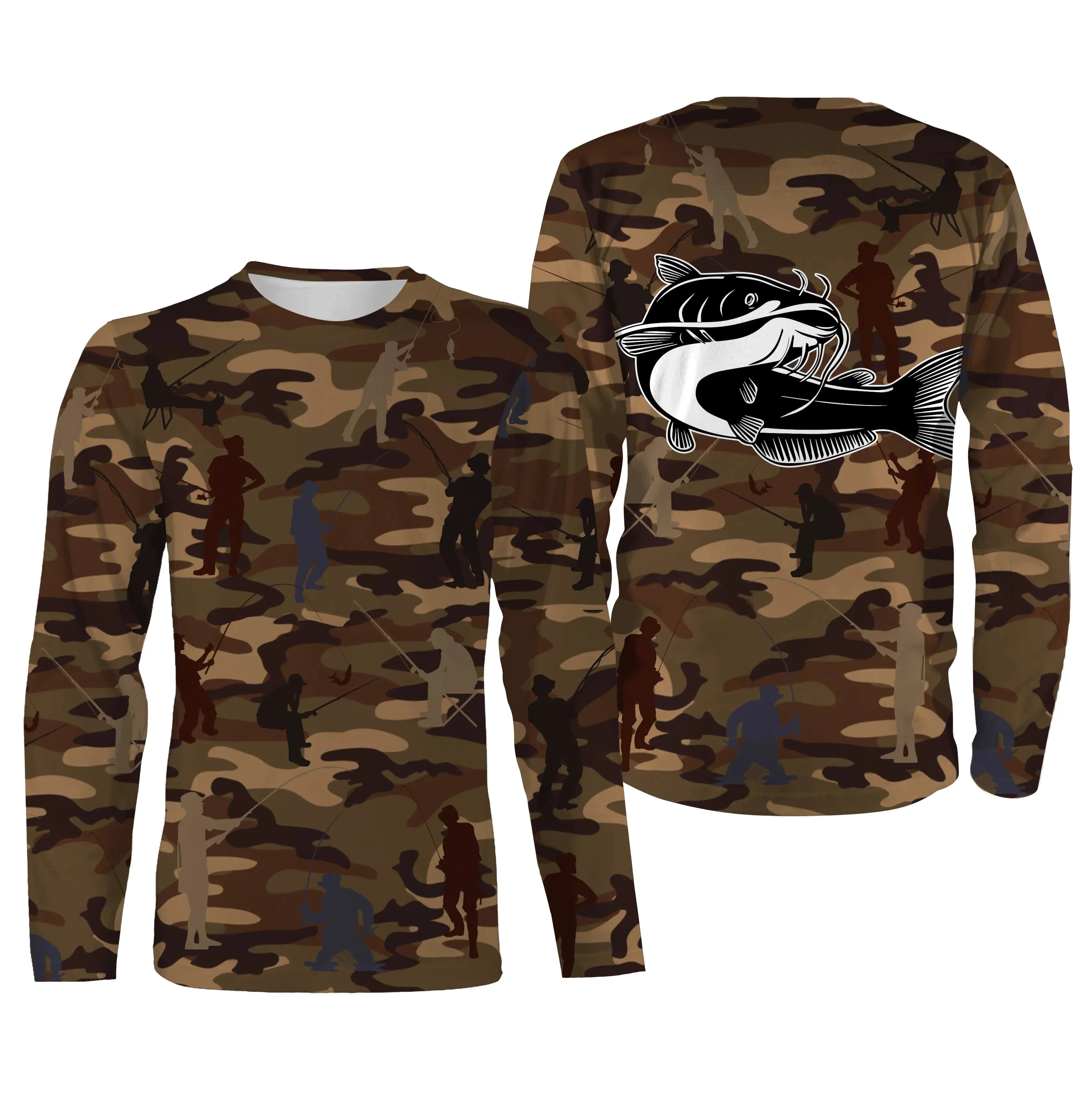 Camouflage de Pêche, Pêche du Silure, Catfish, Poisson de Chat, Cadeau Original Pêcheur, Tee shirt All-Over, T-Shirt Anti-UV - CTS19052230