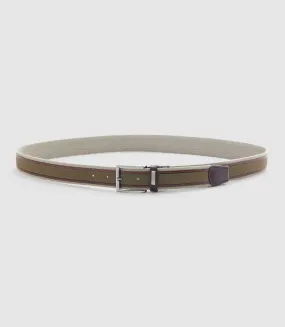 Ceinture ajustable 35mm kaki et marron "Natte"