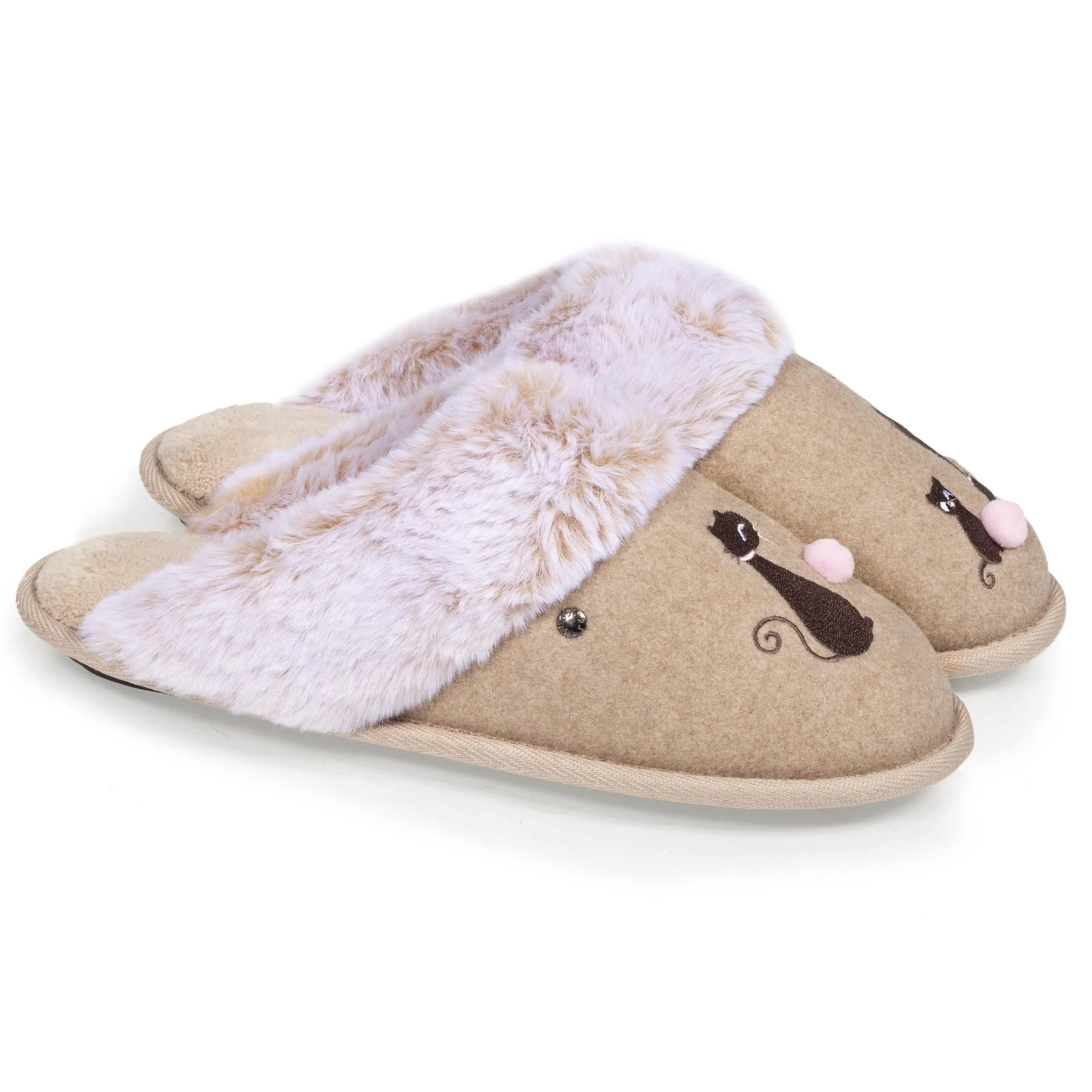 Chaussons mules Femme Beige