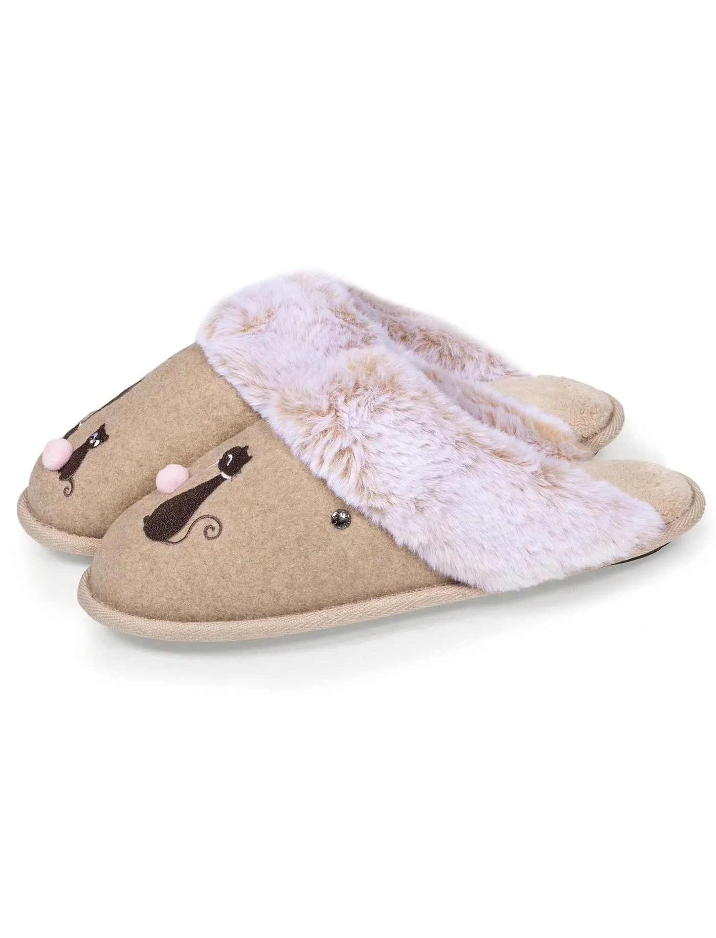 Chaussons mules Femme Beige