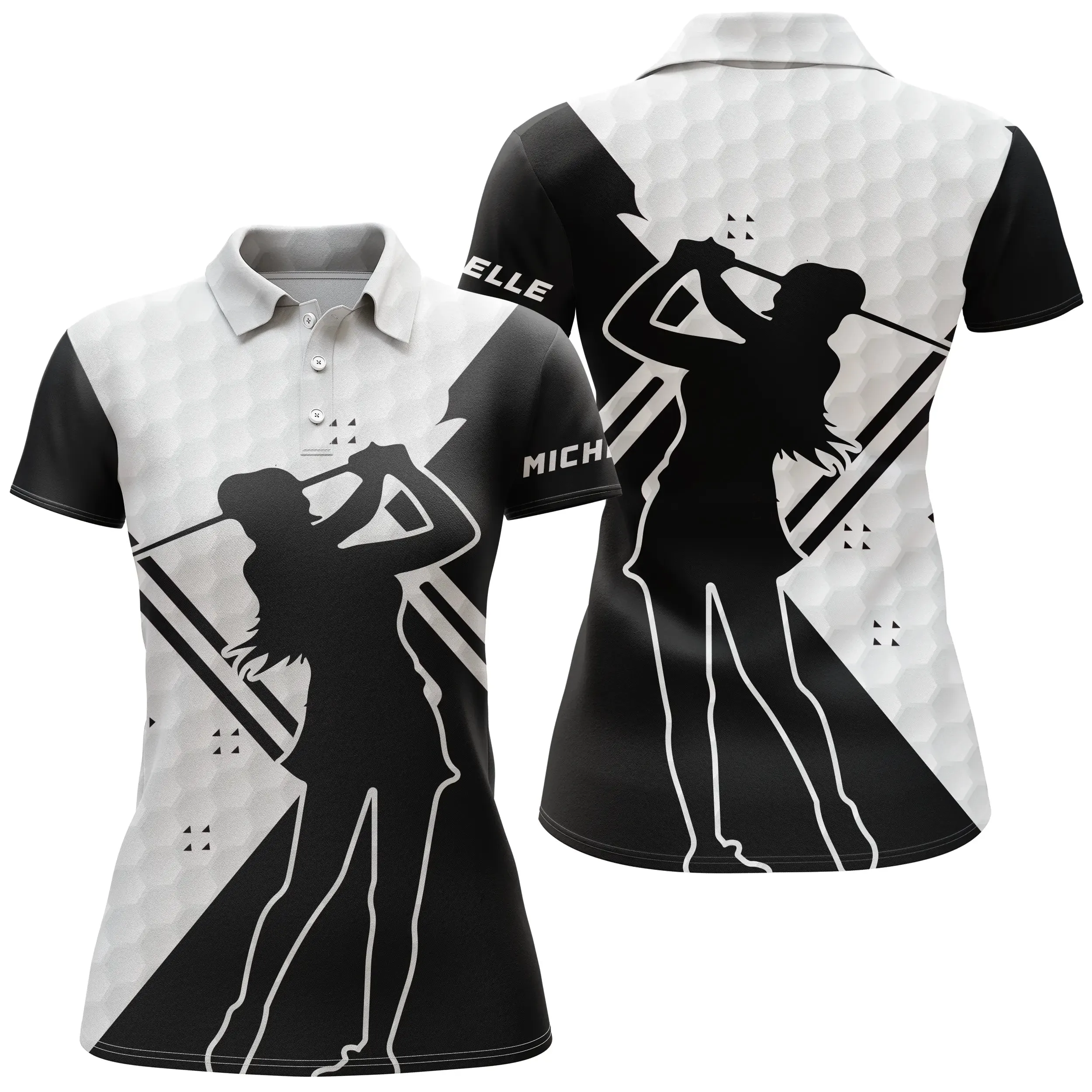 Chiptshirts - Polo De Golf, Blanc et Noir, Cadeau Personnalisé Pour Fans De Golf, Polo de Sport Homme et Femme, Motifs Balle De Golf, Golfeur, Golfeuse - CTS25052208