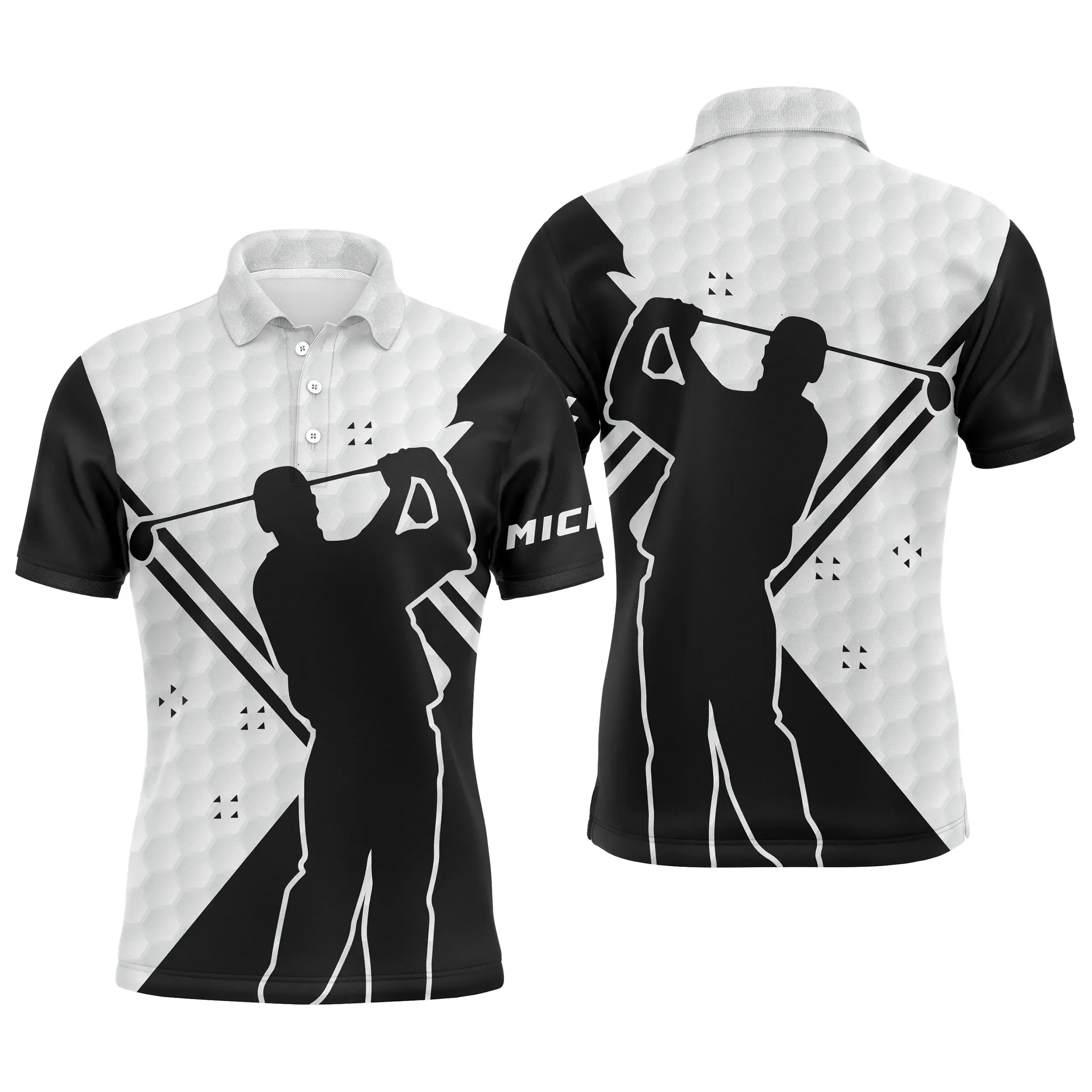 Chiptshirts - Polo De Golf, Blanc et Noir, Cadeau Personnalisé Pour Fans De Golf, Polo de Sport Homme et Femme, Motifs Balle De Golf, Golfeur, Golfeuse - CTS25052208