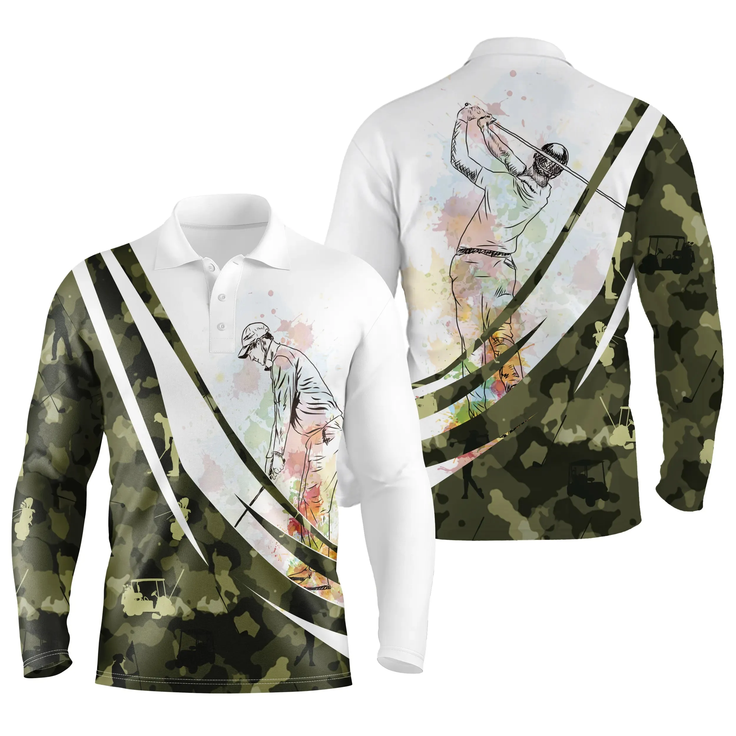 Chiptshirts - Polo De Golf, Cadeau Original Pour Fans De Golf, Polo de Sport Homme et Femme, Camouflage Golf, Golfeur Multicolore - CTS27052210