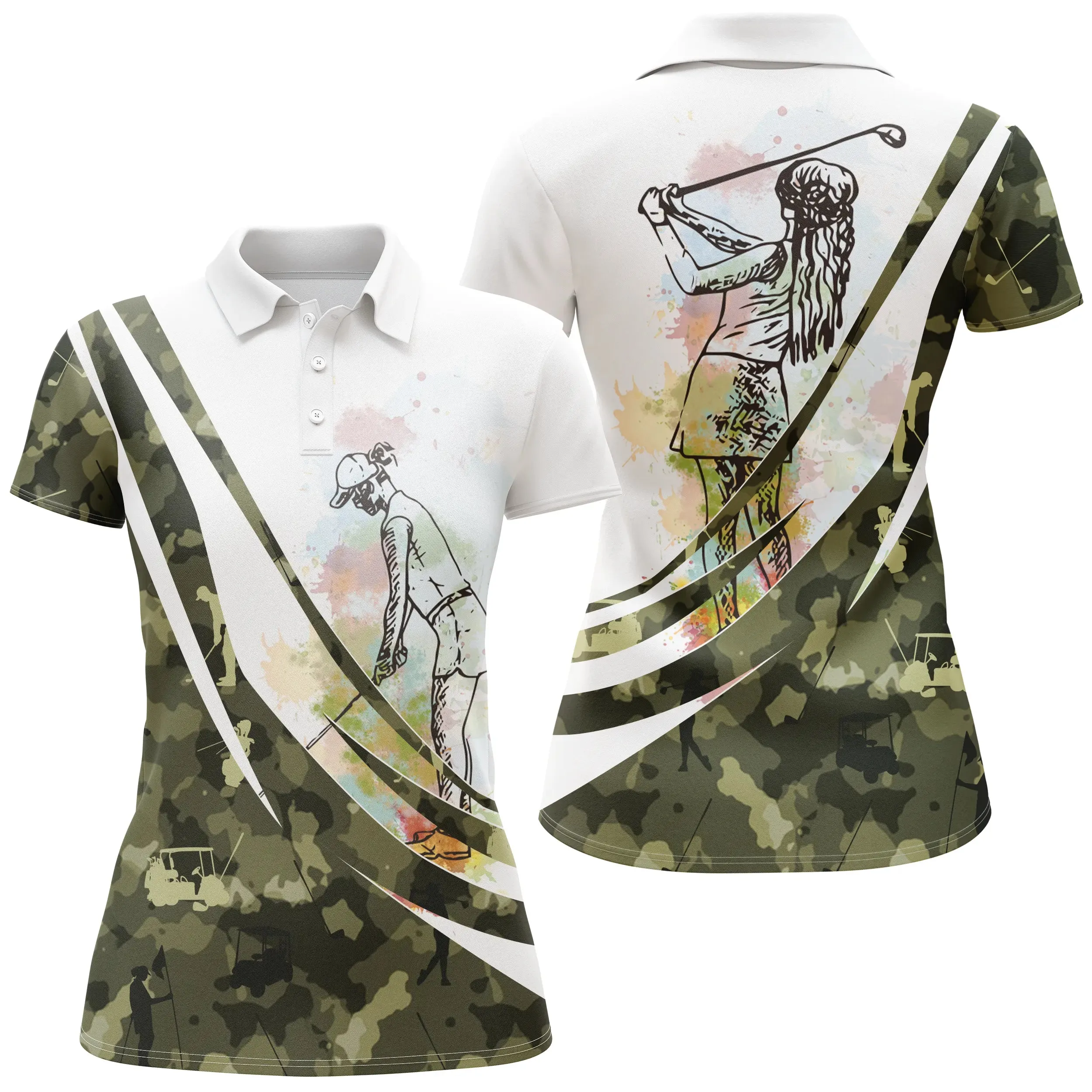 Chiptshirts - Polo De Golf, Cadeau Original Pour Fans De Golf, Polo de Sport Homme et Femme, Camouflage Golf, Golfeur Multicolore - CTS27052210