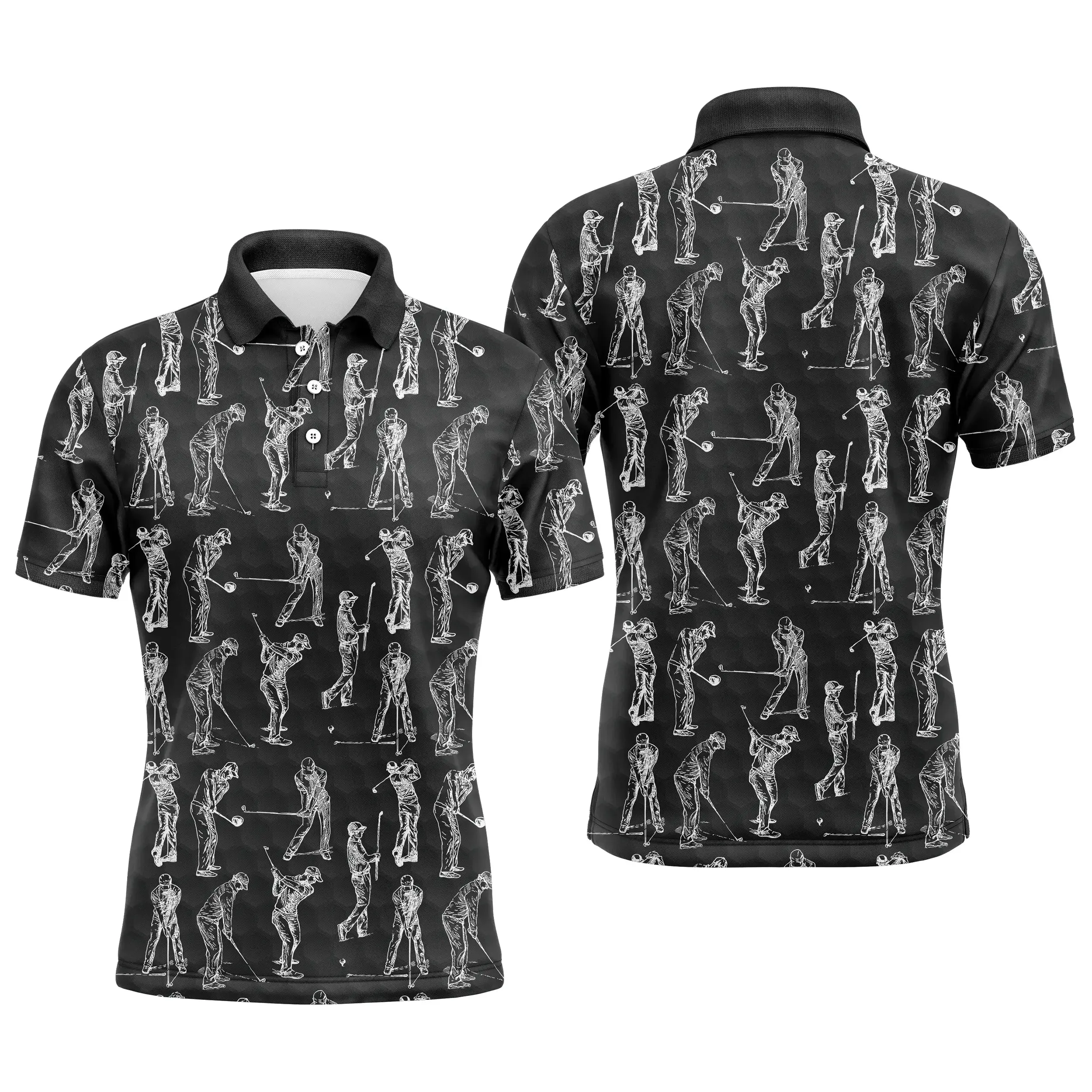 Chiptshirts - Polo De Golf, Cadeau Original Pour Fans De Golf, Polo de Sport Homme et Femme, Golfeur, Noir et Blanc - CTS26052231