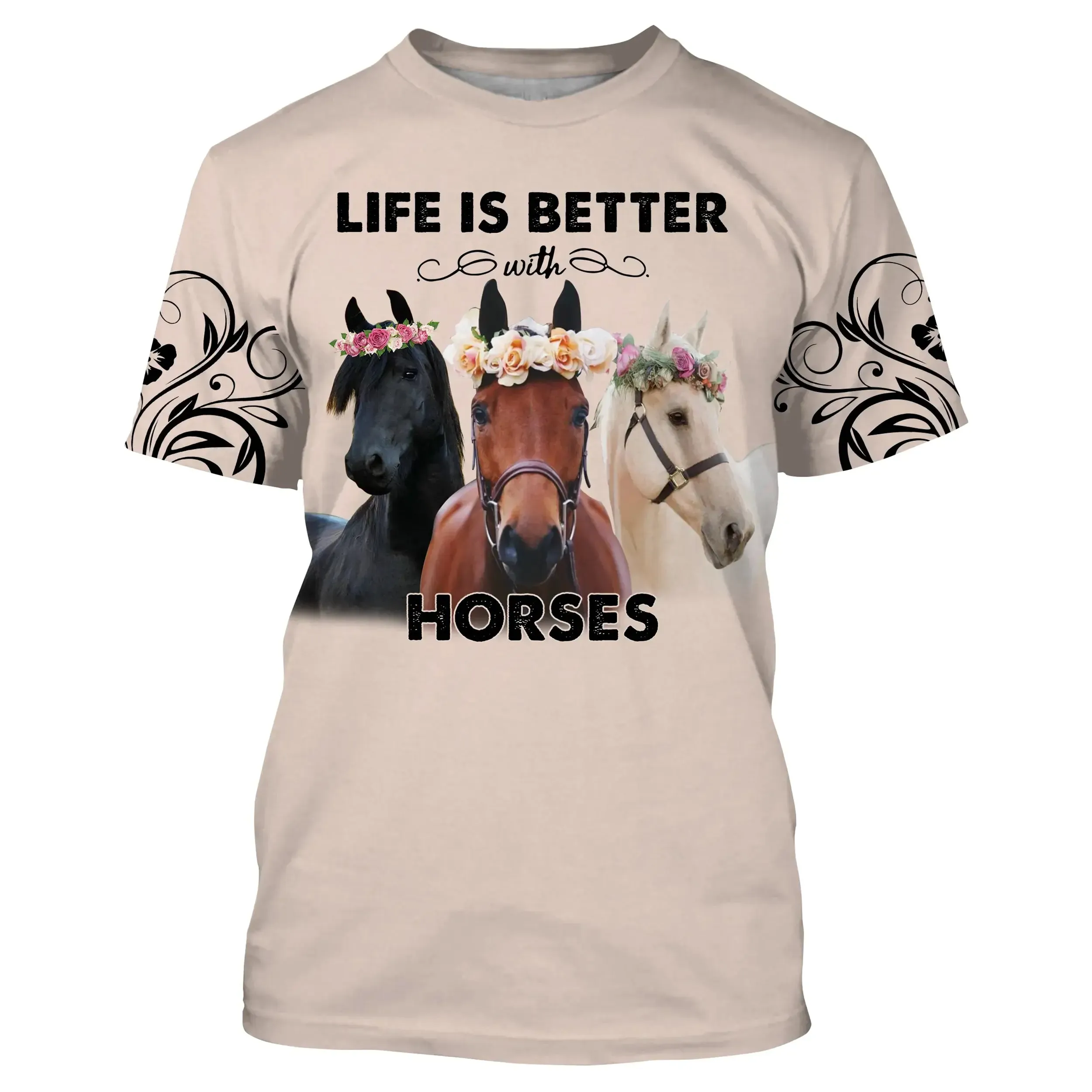 Chiptshirts T-shirt La Vie Est Meilleure Avec Les Chevaux, Equitation - CTS18062216