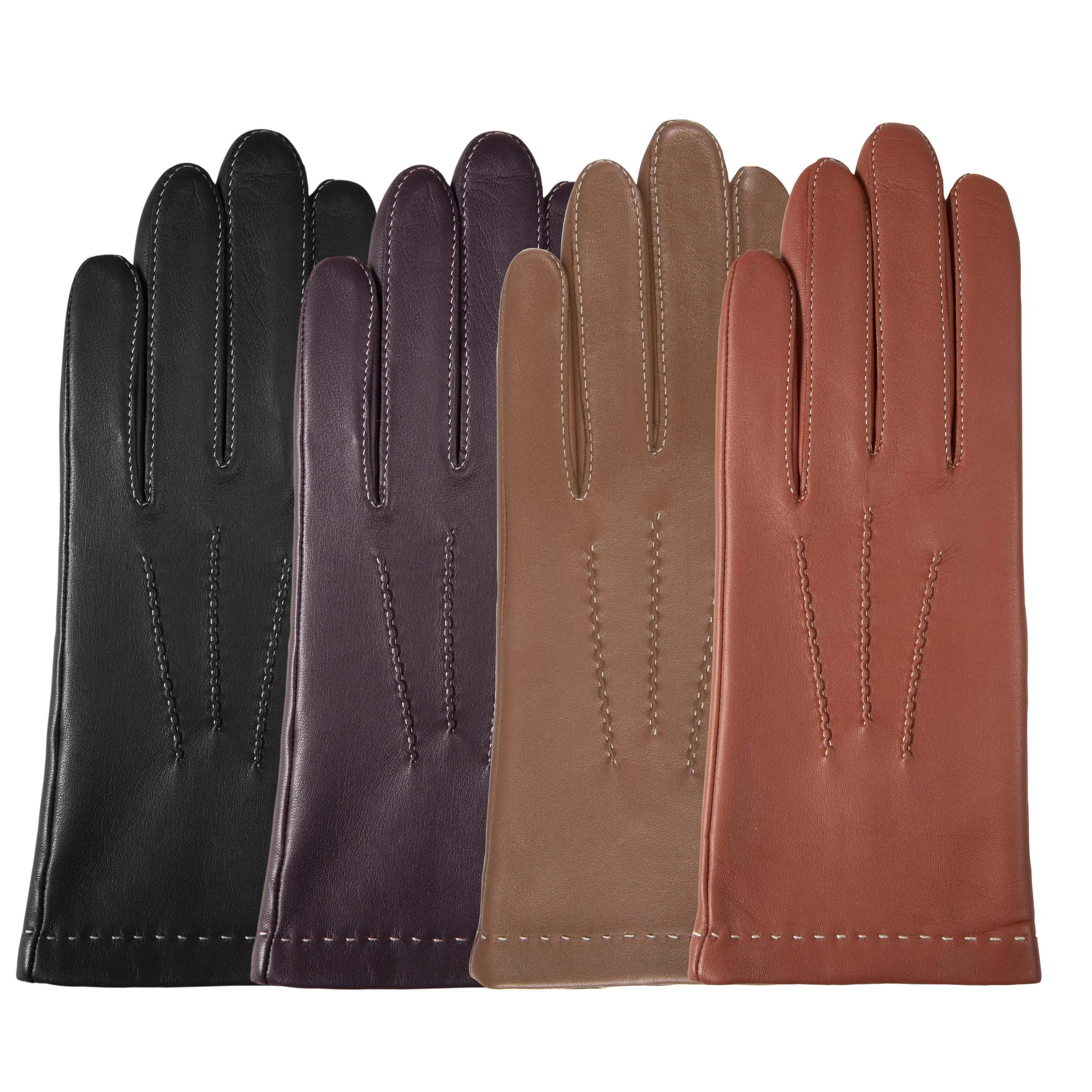 Gants Femme 3 baguettes cuir Cognac