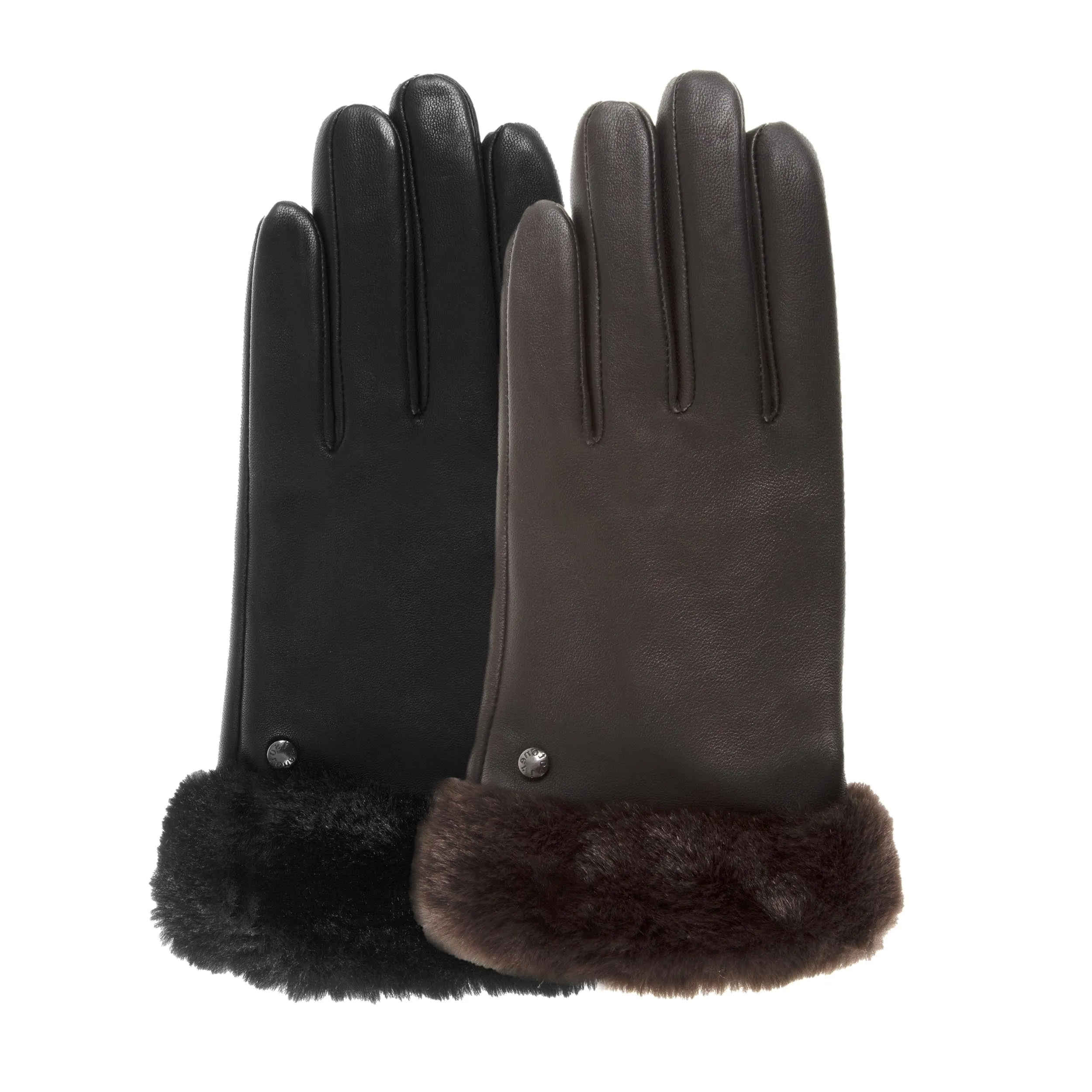 Gants Femme cuir bord fourrure Marron