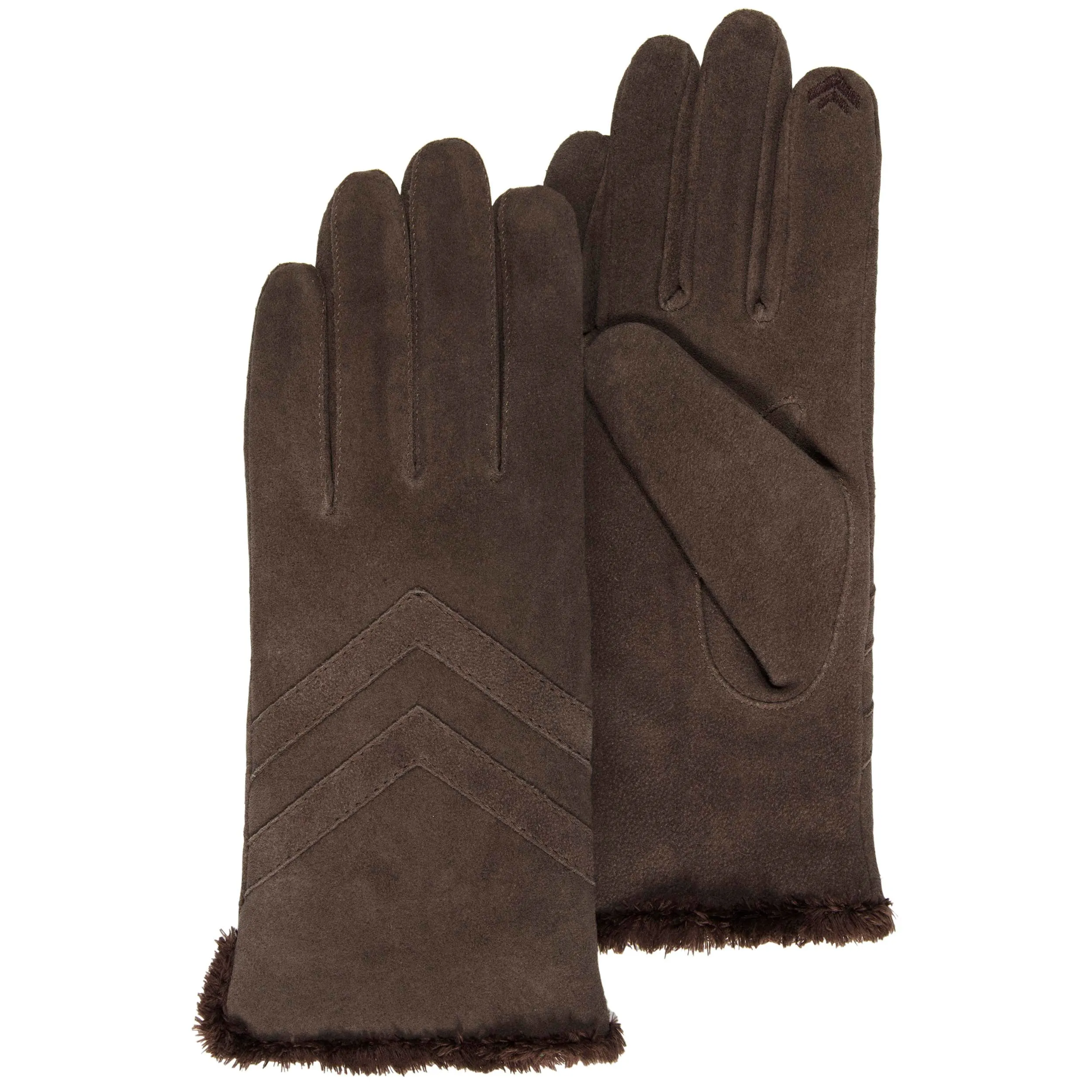 Gants Femme tactiles cuir velours Marron