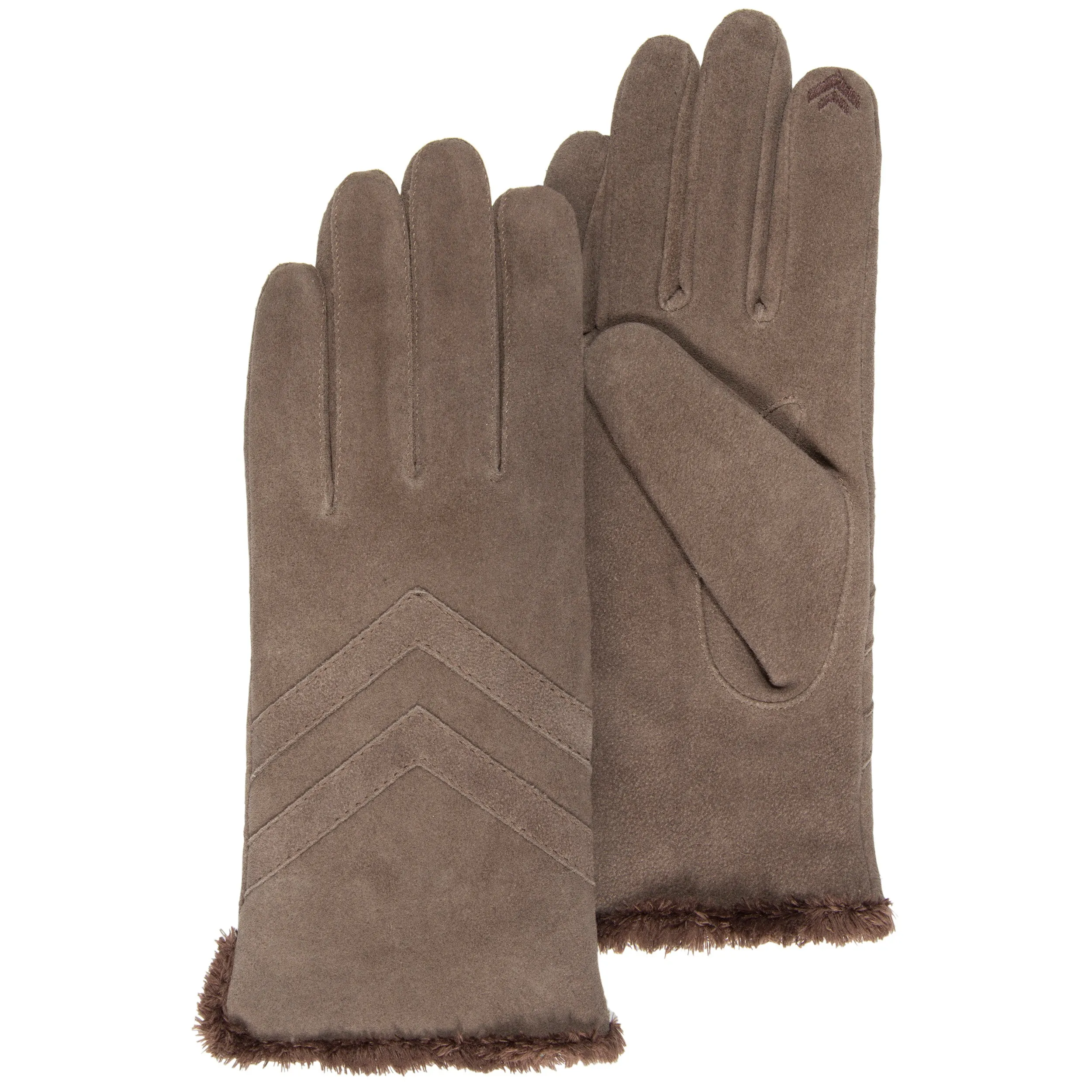 Gants Femme tactiles cuir velours Marron