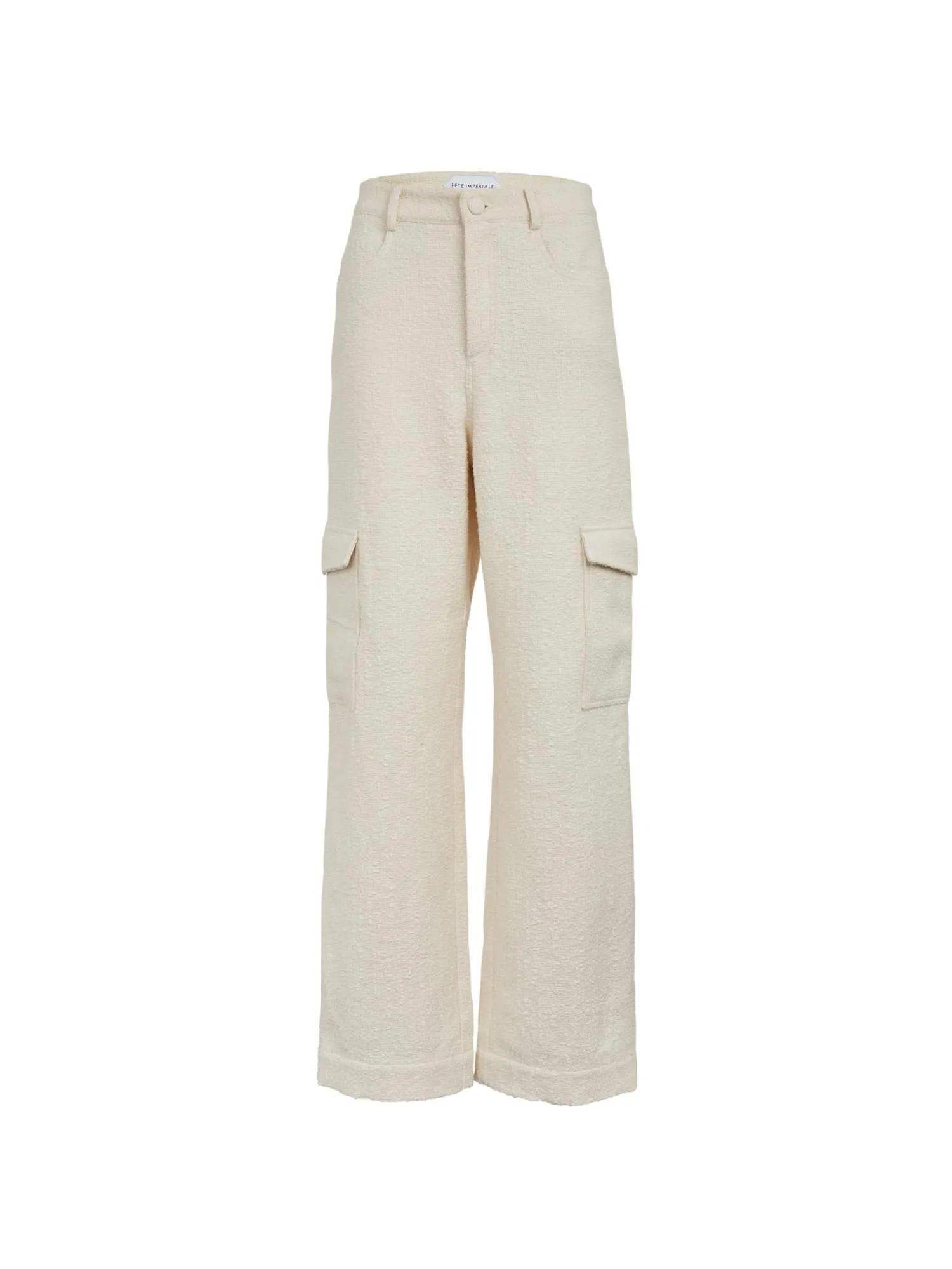 HEALY - Pantalon cargo en tweed coton et laine texturé Ecru