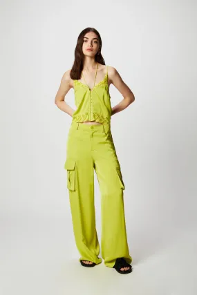 ISABELLE BLANCHE PANTALONE CARGO VERDE LIME