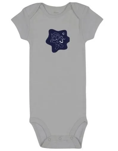 Kaarpas 100% Premium Organic Cotton 2 Piece Astronauts & Spaceship Print Bodysuit Onesie & Pant Set Grey & Blue (KAON1018) (Certified ORGANIC) - 1 Pc (9 To 12 Months)