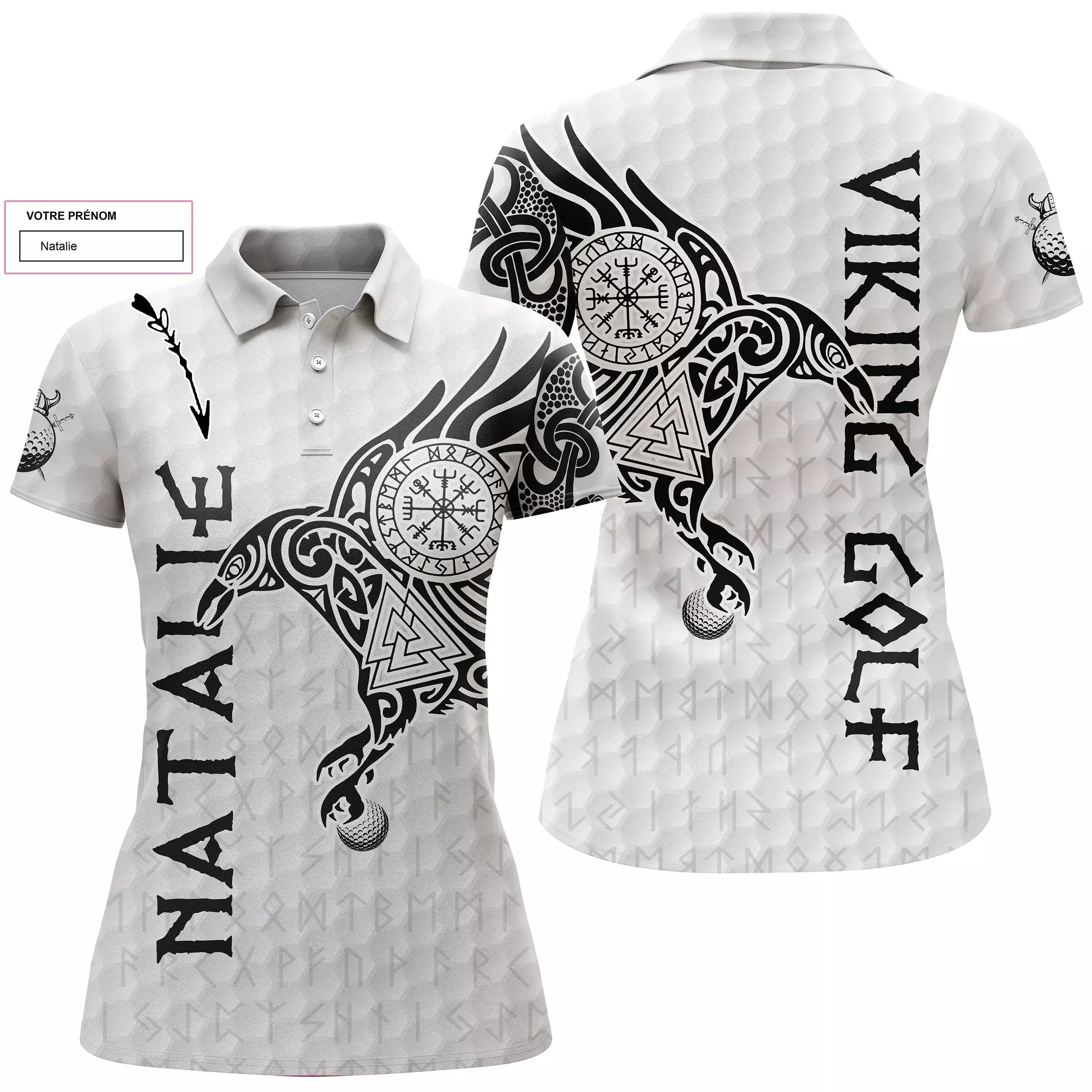 L'art du Tatouage Corbeau Viking, Polo de Golf Personnalisé Homme et Femme, Design Cool Pour Golfeur, Golfeuse, Idée Cadeau Original Golf - CTS17052223