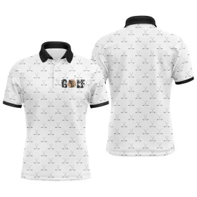 Polo de Golf Blanc et Noir, Polo de Sport, Cadeau Original pour Fans de Golf, Motif Clubs de Golf croisés, Golfeur, Golfeuse - CTS18052219