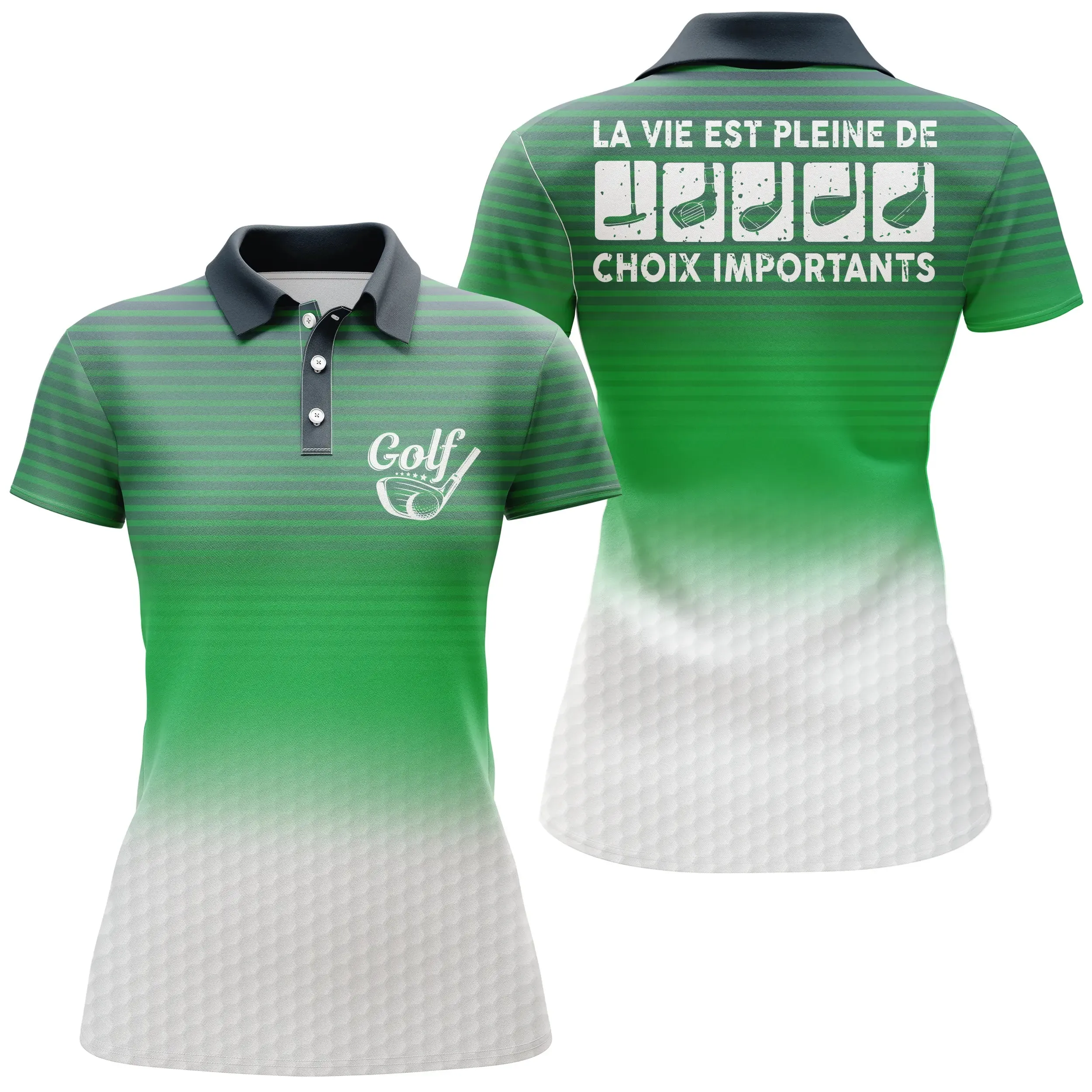 Polo de Golf, Cadeau Humour Golfeur, Golfeuse, Polo à Séchage Rapide Homme Femme, Club de Golf, La Vie Est Pleine De Choix Importants - CTS17052218