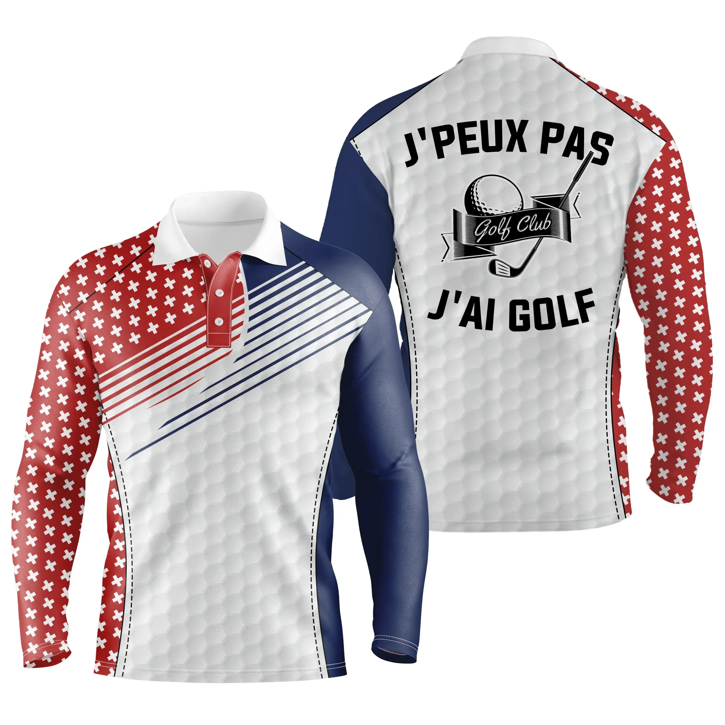 Polo de Golf Homme Femme, Cadeau Original Fan de Golf, Golfeur, Drapeau Suisse - CT06082216