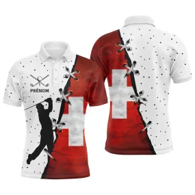 Polo de Golf Homme Femme, Cadeau Personnalisé Fan de Golf, Golfeur, Drapeau Suisse - CT06072234