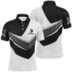 Polo de Golf Noir et Blanc Personnalisé Motif Golfer pour Homme et Femme - Vêtements Golf Unique - CT04072311