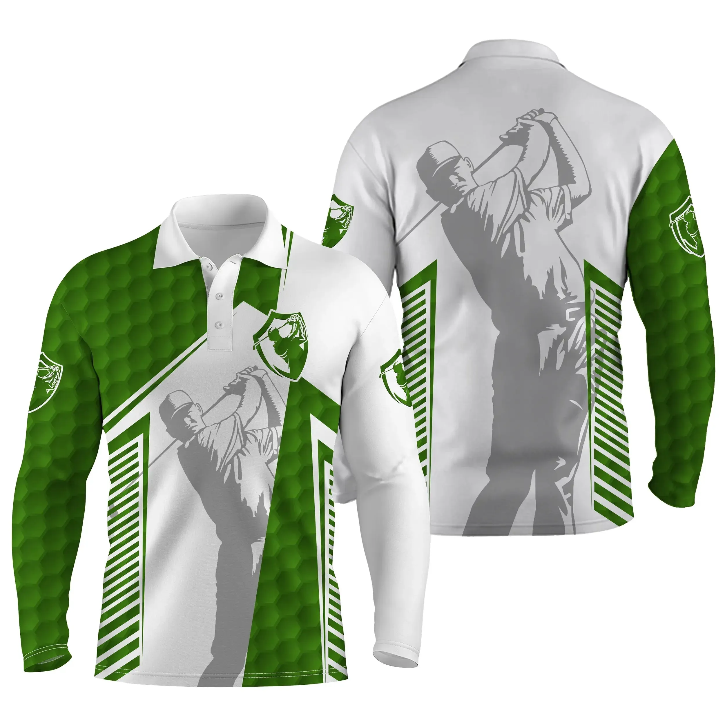 Polo de Sport, Polo de Golf Noir Blanc Vert Bleu Marine, Motif Balle de Golf, Club de Golf - CTS15052226