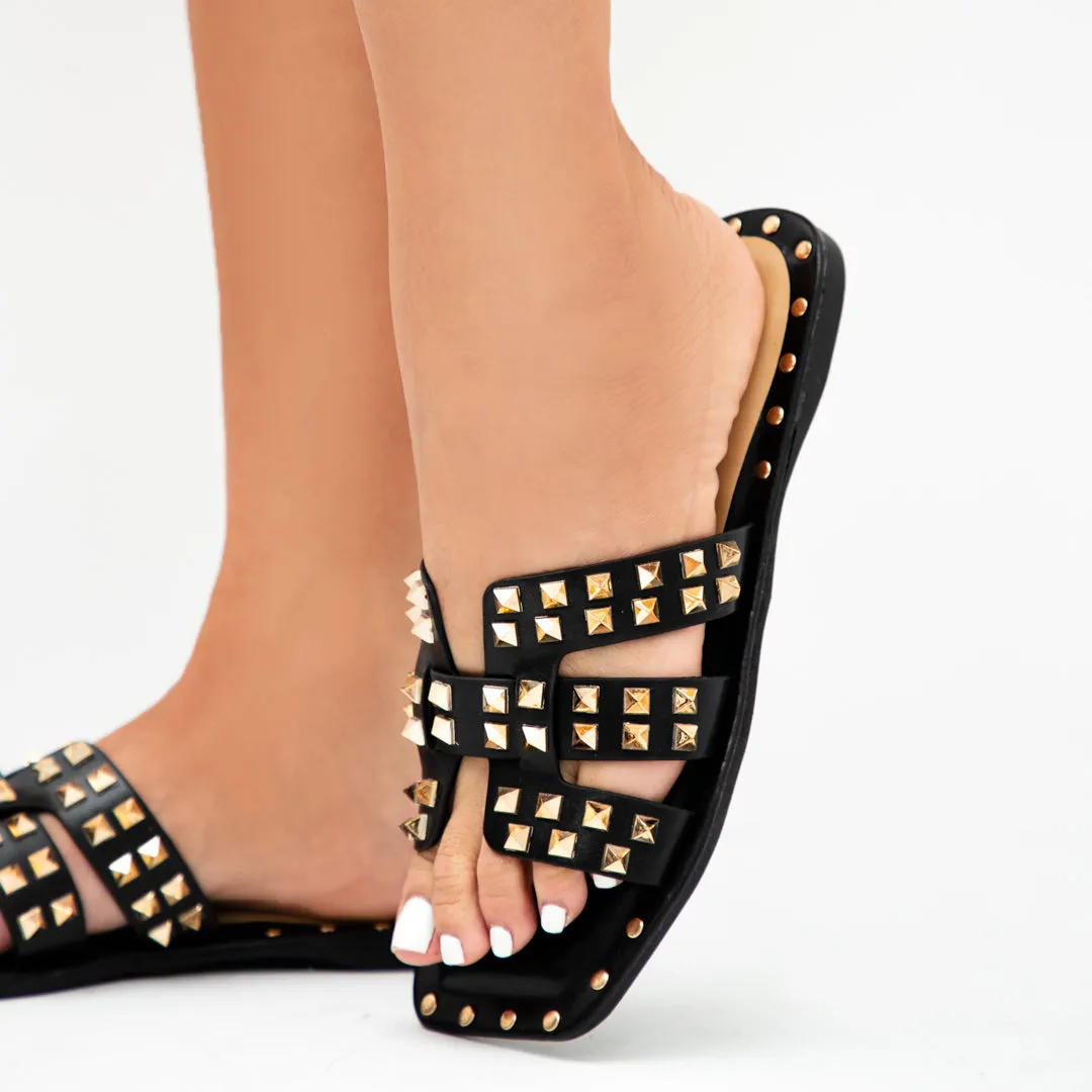 Sandalias Icon rockstud negras