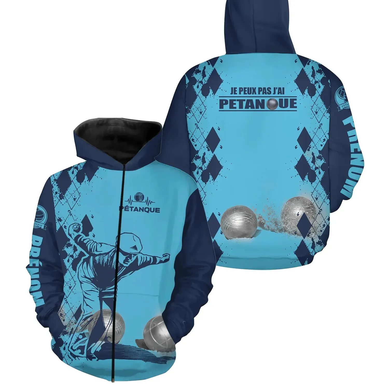 Sweat  Capuche Pétanque, Cadeau Personnalisé Bouliste, Je Peux Pas J'ai Pétanque - CT28122344