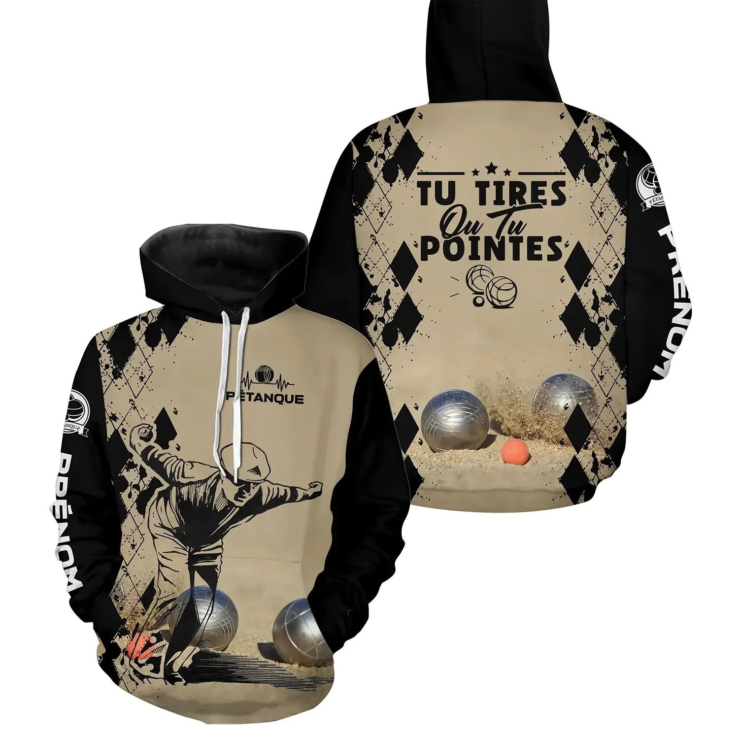 Sweat  Capuche Pétanque, Cadeau Personnalisé Bouliste, Tu Tires Ou Tu Pointes - CT28122345