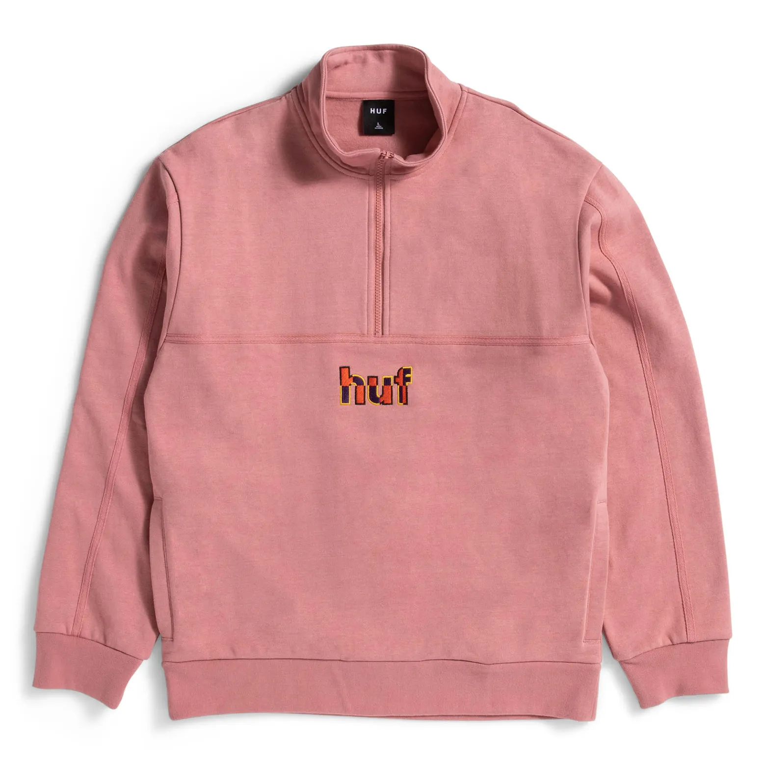 SWEAT HUF SPLIT 1-4 ZIP MOCK DUSTY ROSE