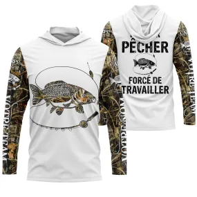 T-shirt Anti UV de Pêche 'Né Pour Pêcher' - Confort Durable et Design Pêcheur, Cadeau Idéal pour Passionnés de Carpe - CT24072024