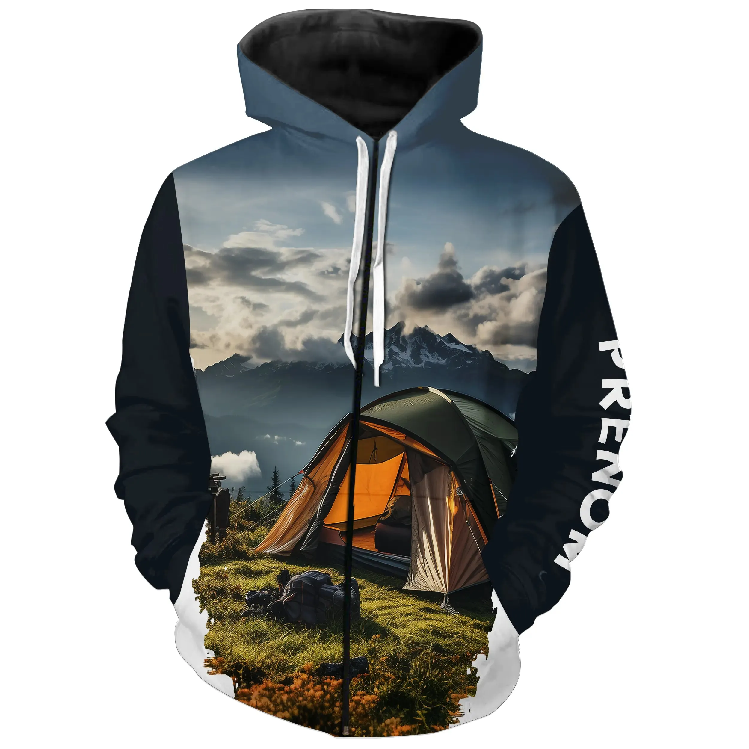 T-Shirt Camping Prêt-à-Partir avec Impression Tente Et Montagne 3D - CT20022463