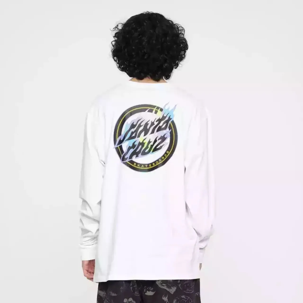 T-SHIRT MANCHES LONGUES SANTA CRUZ HOLO FLAMED BLANC