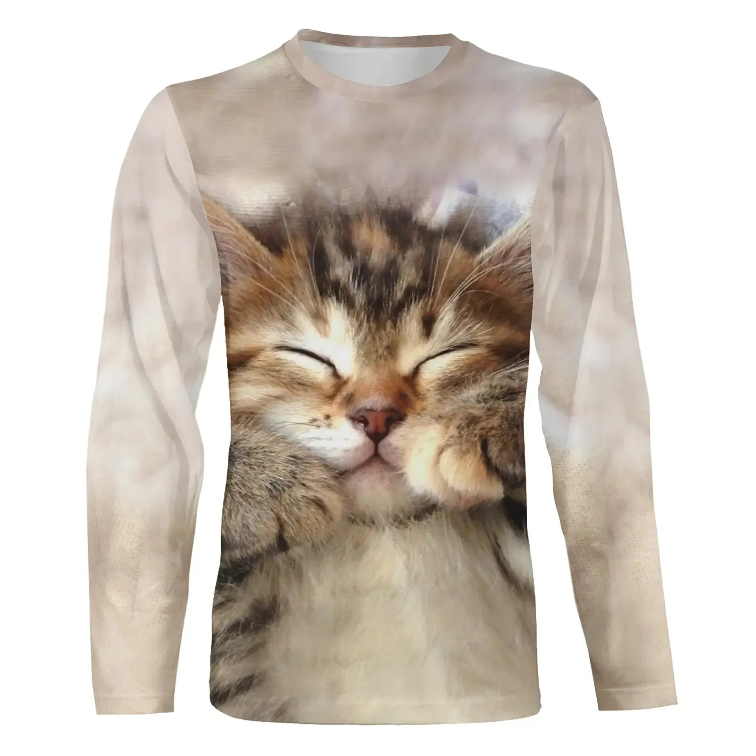 T shirt Tee Femme Marron 3D Imprimer Chat Mignon Du Quotidien Fin De Semaine Basique Col Rond Normal Standard Chat 3D Peinture - CT16012313