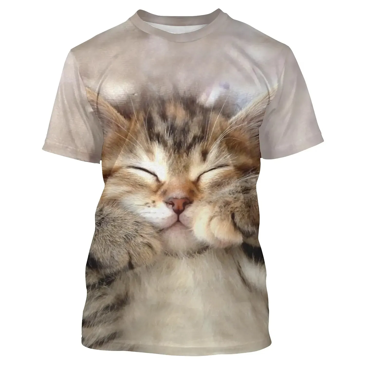 T shirt Tee Femme Marron 3D Imprimer Chat Mignon Du Quotidien Fin De Semaine Basique Col Rond Normal Standard Chat 3D Peinture - CT16012313