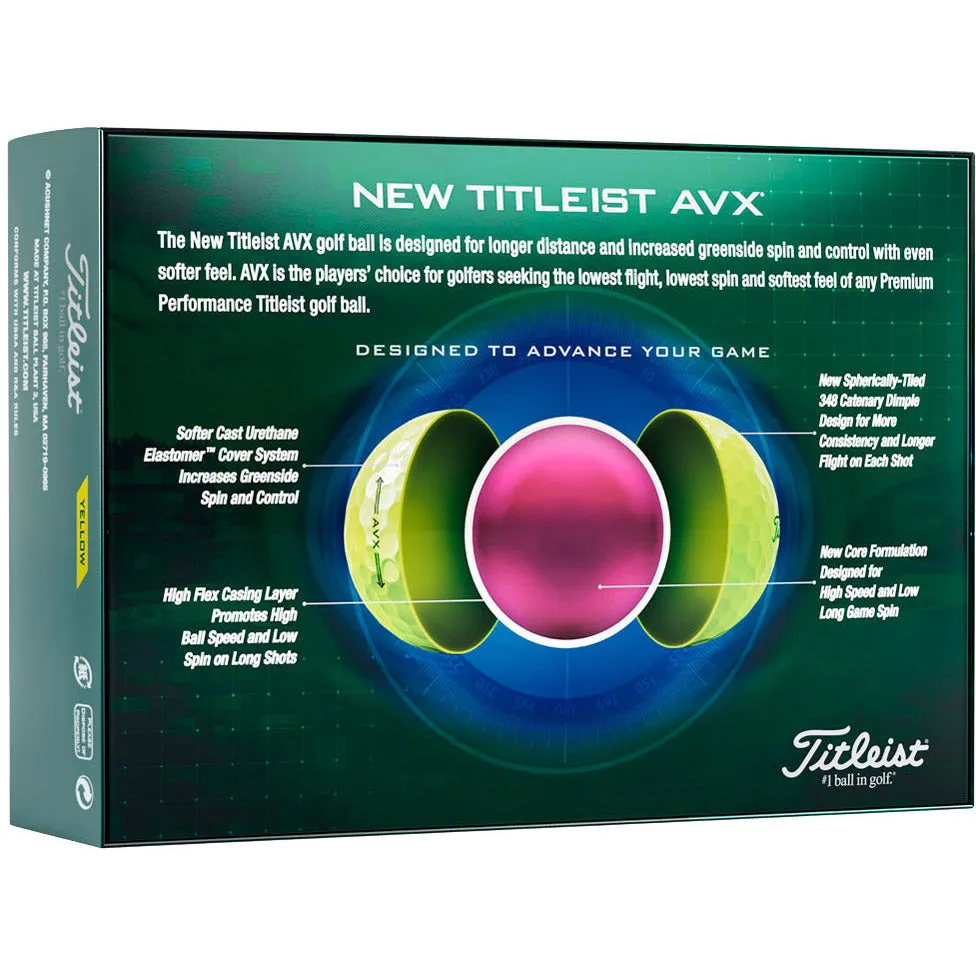 Titleist Balles AVX 2022 jaune (Boite de 12)