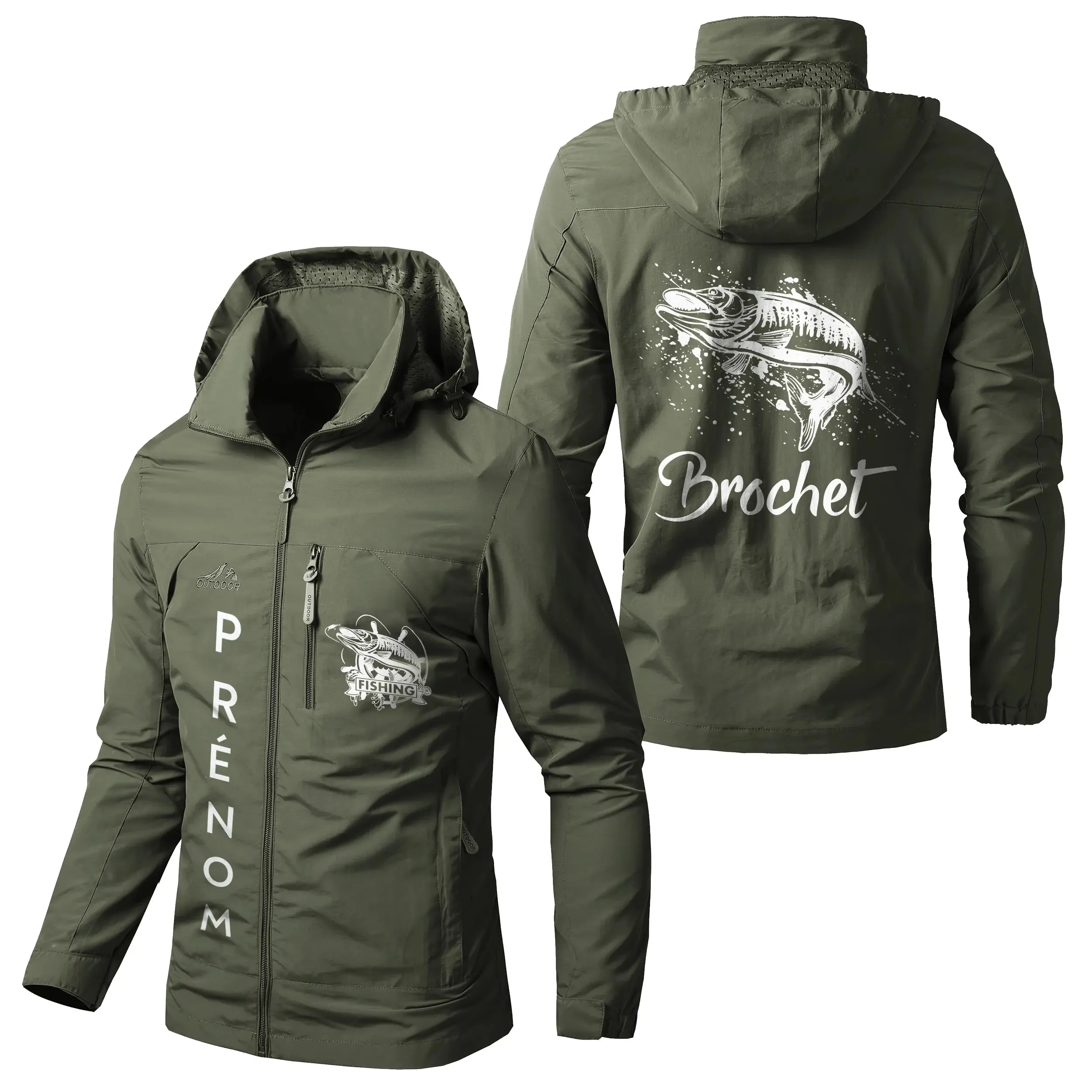 Veste Imperméable et Coupe-Vent Personnalisée - Poisson Carnassier, Pêche Du Brochet, Cadeau Orignal Pêcheur - CT05092355