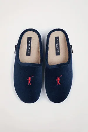 Zapatillas de casa mujer azul marino con logo